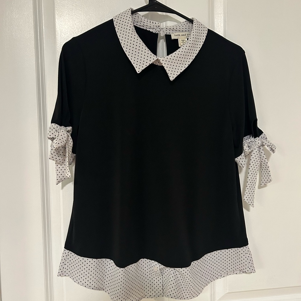 Black and White Polka Dot Women's Top